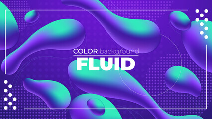 Futuristic Abstract Geometric Liquid Gradient Background with 3D Shapes and Fluid Blobs in Vibrant Purple, Blue, and Pink Tones for Modern Design Projects