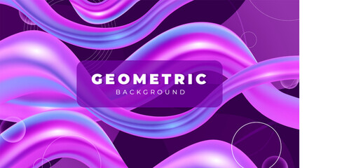 Futuristic Abstract Geometric Liquid Gradient Background with 3D Shapes and Fluid Blobs in Vibrant Purple, Blue, and Pink Tones for Modern Design Projects