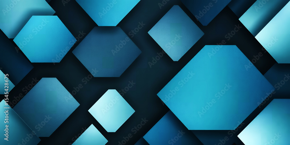 Poster abstract background featuring a pattern of overlapping blue hexagons and squares design art