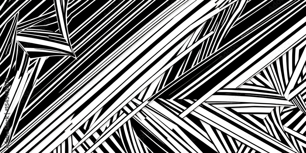 Poster abstract geometric pattern featuring black and white diagonal stripes and angular shapes