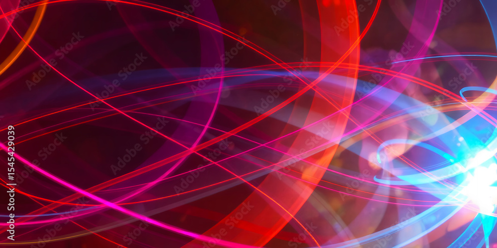 Poster abstract image showing colorful light streaks against a dark background with light burst