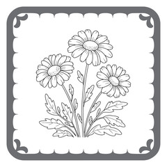 Abstract floral background with vector frame and blooming decorative flowers