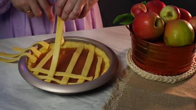 Crafting a perfect apple pie lattice crust with precision and skill