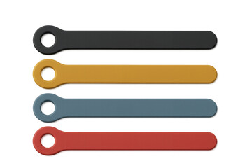 Fototapeta premium Four colorful horizontal banners with rounded ends and holes on transparent background