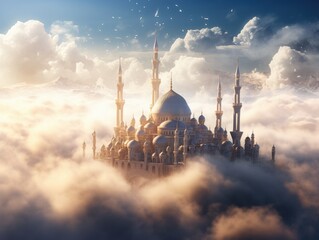 Fantasy Islamic palace on the clouds