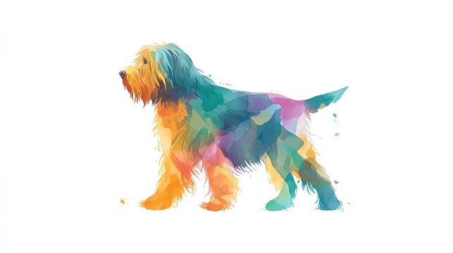 Whimsical watercolor dog portrait evokes happy memories of a furry friend with a bright white