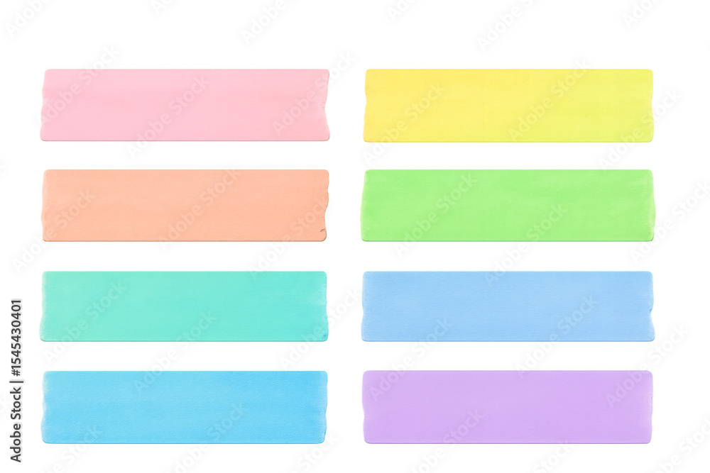 Aufkleber set of eight colorful sticky notes with transparent background