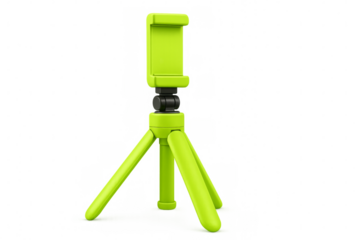 Light green phone tripod standing on transparent background