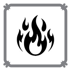 Fire sign vector illustration with burning flame symbols on white background