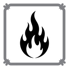 Vector fire icon set with burning flame signs and warning symbols