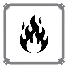 Vector fire icon set with burning flame signs and warning symbols