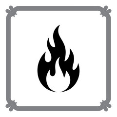 Vector fire icon set with burning flame signs and warning symbols