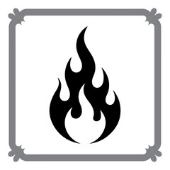 Vector fire icon set with burning flame signs and warning symbols