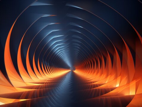 Digital art with tunnel and colorful waves