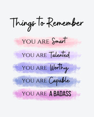 Things to Remember Wall Art – Inspirational Quote Printable for Self-Love, Motivation, Office Decor, and Daily Affirmations