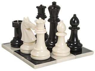 Chess pieces on board isolated on white background png 