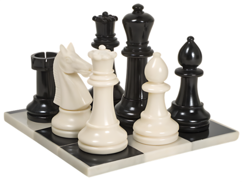 Chess pieces on board isolated on white background png 