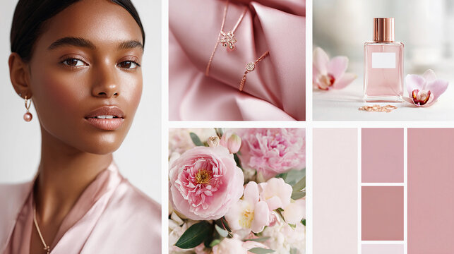 collage of different photos trend color 2026 Primrose Pink in clothes and fabrics in fashion and accessories