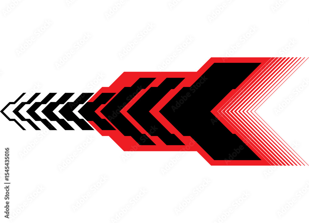 Poster vector red and black arrow on white background. speed ​​pattern. sport design element. vector stripe