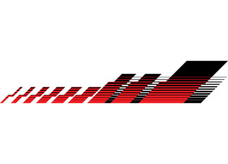 Decorative pattern on the body of a car, boat, motorcycle, sportswear, toy. Sports red and black design element on a white background. Vector striped background. Racing stripe. Speed, Game