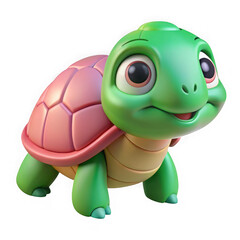 Fototapeta premium 3d adorable cartoon turtle isolated on transparent background