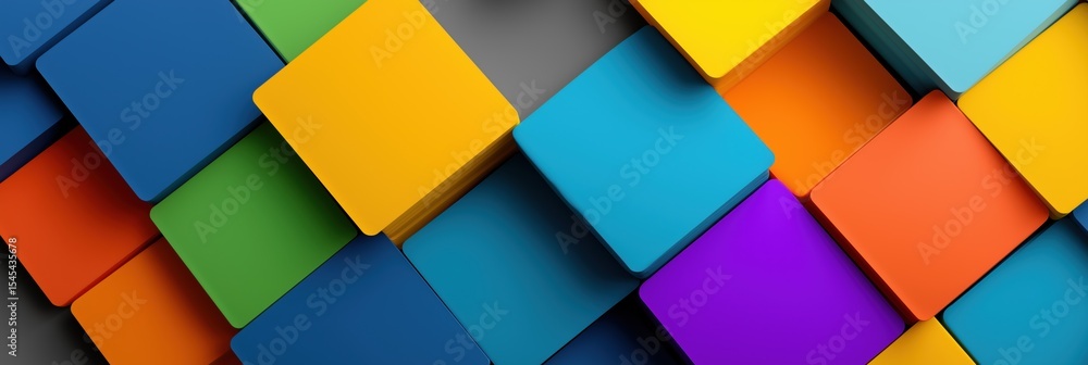 Poster a colorful image of blocks in various colors. the blocks are arranged in a way that creates a sense 