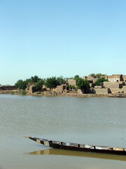 Traditional Fishing Boat by Riverbank in Djenn&eacute;, Mali