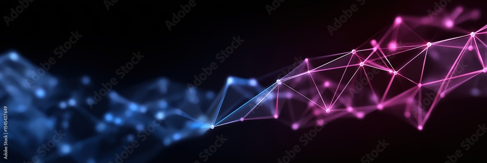 Poster a colorful line of dots that are connected to each other. the image is abstract and has a futuristic