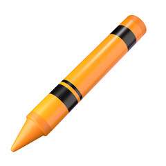 Vibrant Orange Crayon Art Supply - 3d illustration