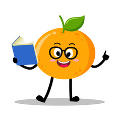 Cute Hand Drawn orange reading a book