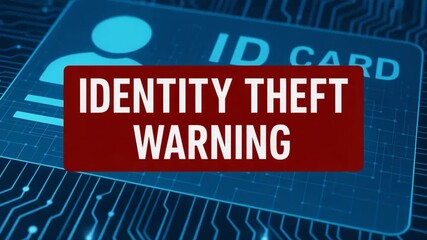 A digital illustration emphasizing identity theft awareness with a clear warning message. Essential for promoting security and vigilance in personal information management.