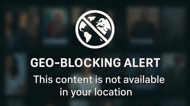 A visual representation of a geo-blocking alert, highlighting restrictions in digital content accessibility based on location