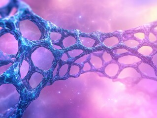 Purple sci-fi network of hexagons