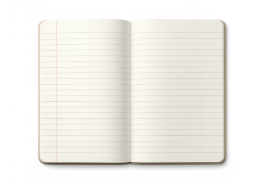 Blank lined notebook pages spreading open, representing educational planning or professional workspace design