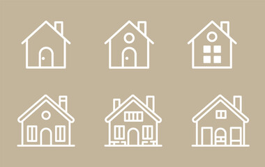 Collection home icons. House symbol. Set of real estate objects and houses black icons isolated on white background. Vector illustration.