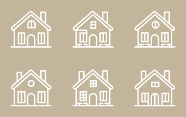 House icons set. Home icon collection. Real estate. Flat style houses symbols for apps and websites on whitr background - stock vector.