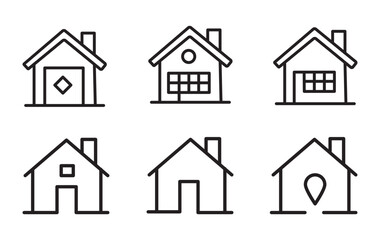 House icons set. Home icon collection. Real estate. Flat style houses symbols for apps and websites on whitr background - stock vector.