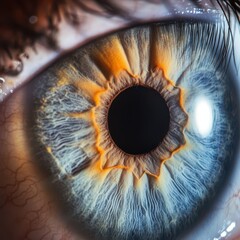 Close up view of a vibrant human eye with details