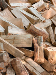 a pile of chopped firewood