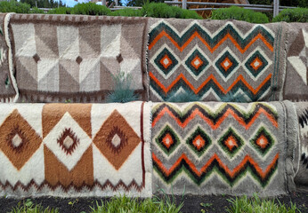 Traditional handmade wool carpets with patterns
