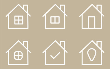 Houses icons set, Real estate, Line icon, EPS10