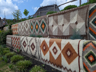 Traditional handmade wool carpets with patterns