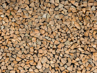 Cross-section background of a large number of firewood piles