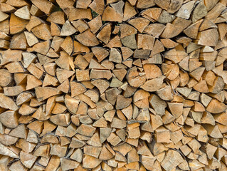 Cross-section background of a large number of firewood piles
