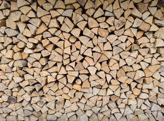 Cross-section background of a large number of firewood piles