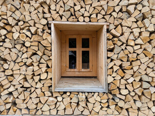 Cross-section background of a large number of firewood piles