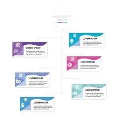 professional 6 step infographic with icons, colorful tabs, and text boxes. ideal for marketing, strategy, planning, process diagrams, presentations, workflows, flow charts, and business use
