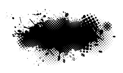 Splatter Paint Texture . Black Spray Blot of Ink. Place illustration Over any Object to Create Grungy Effect . hand drawn. Not AI, Vector