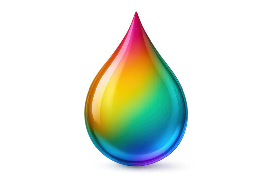 Colorful, bright, and shining rainbow drop on a transparent background, perfect for creative projects