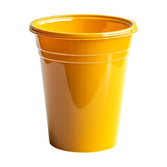 Plastic yellow cup isolated on transparent background